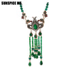 Turkish Natural Stone Beads Long Necklace Vintage Tassels Jewelry For Women Wedding Nigeria Beads Pendant Flower Choker 2022 New