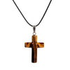 Turquoise Aventurine Obsidian Stone 1.6 Cross Pendant Necklace Leather Chain Fashion Jewelry Healing Chakra Reiki Necklace
