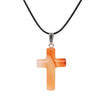 Turquoise Aventurine Obsidian Stone 1.6 Cross Pendant Necklace Leather Chain Fashion Jewelry Healing Chakra Reiki Necklace