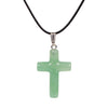 Turquoise Aventurine Obsidian Stone 1.6 Cross Pendant Necklace Leather Chain Fashion Jewelry Healing Chakra Reiki Necklace