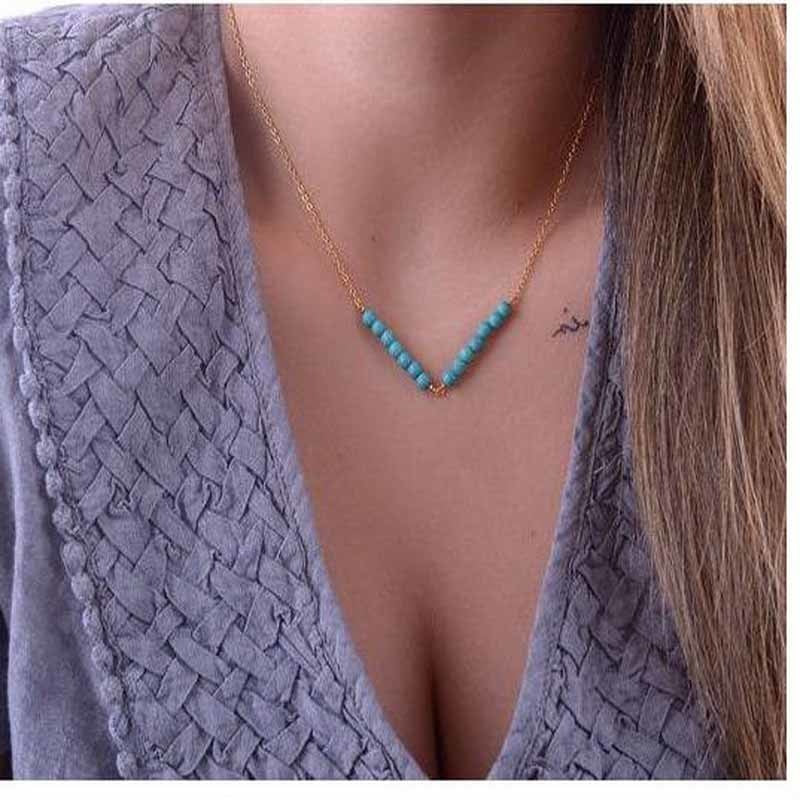 Turquoises Bead Necklace Chocker Necklace Women Accessories Jewlery Necklace Jewellery for Woman 2020 New Fashion