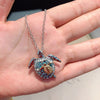 Turtle Pendant Necklace Blue Rhinestone Crystal Sea Ocean Cute Animal Stainless Steel Woman Engagement Jewelry 2021