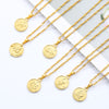 Twelve Horoscope Coin Necklace Women Gold Pendant Necklace Leo Clavicle Chain Sign Gift 12 Constellation Female Couple Jewelry