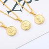 Twelve Horoscope Coin Necklace Women Gold Pendant Necklace Leo Clavicle Chain Sign Gift 12 Constellation Female Couple Jewelry