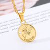 Twelve Horoscope Coin Necklace Women Gold Pendant Necklace Leo Clavicle Chain Sign Gift 12 Constellation Female Couple Jewelry