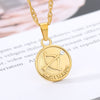 Twelve Horoscope Coin Necklace Women Gold Pendant Necklace Leo Clavicle Chain Sign Gift 12 Constellation Female Couple Jewelry