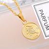 Twelve Horoscope Coin Necklace Women Gold Pendant Necklace Leo Clavicle Chain Sign Gift 12 Constellation Female Couple Jewelry