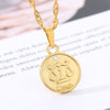 Twelve Horoscope Coin Necklace Women Gold Pendant Necklace Leo Clavicle Chain Sign Gift 12 Constellation Female Couple Jewelry