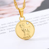 Twelve Horoscope Coin Necklace Women Gold Pendant Necklace Leo Clavicle Chain Sign Gift 12 Constellation Female Couple Jewelry