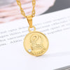 Twelve Horoscope Coin Necklace Women Gold Pendant Necklace Leo Clavicle Chain Sign Gift 12 Constellation Female Couple Jewelry