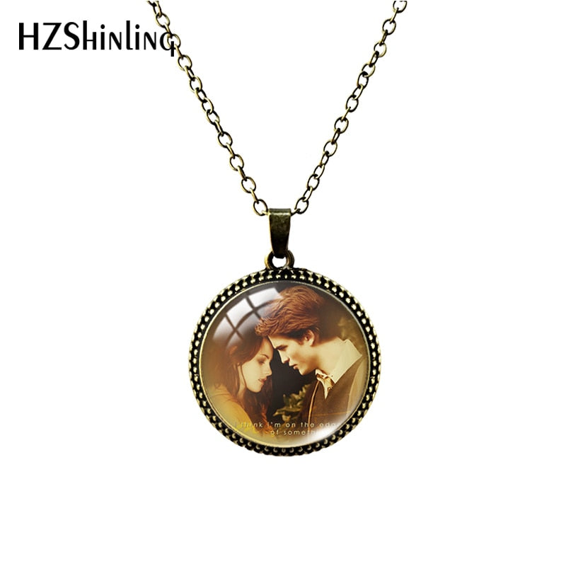 Twilight Movie Pattern 25mm Glass Cabochon Antique Necklace Handmade Glass Jewelry