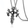 Twin Dragon Cross Pendant Necklace Men Hiphop Rock Street Culture Titanium Stainless Steel Chain Necklace Man Jewelry