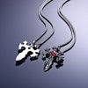 Twin Dragon Cross Pendant Necklace Men Hiphop Rock Street Culture Titanium Stainless Steel Chain Necklace Man Jewelry