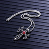 Twin Dragon Cross Pendant Necklace Men Hiphop Rock Street Culture Titanium Stainless Steel Chain Necklace Man Jewelry
