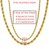 Twist Hip Hop Stainless Steel Long Chain Necklace Men Jewelry ,Brand Hippie Gold Color Male Necklace Chain Jewelry Gift