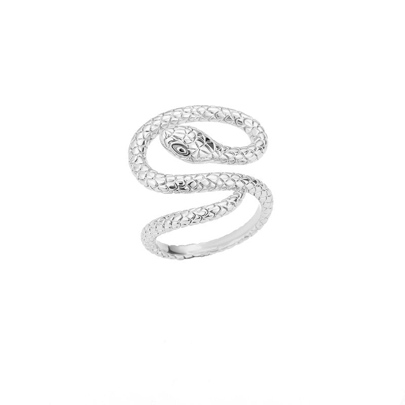 Twisted Snake Rings for Women Exaggerated Open Adjustable Stainless Steel Punk Ring Vintage Gothic Aesthetic Jewelry anillos