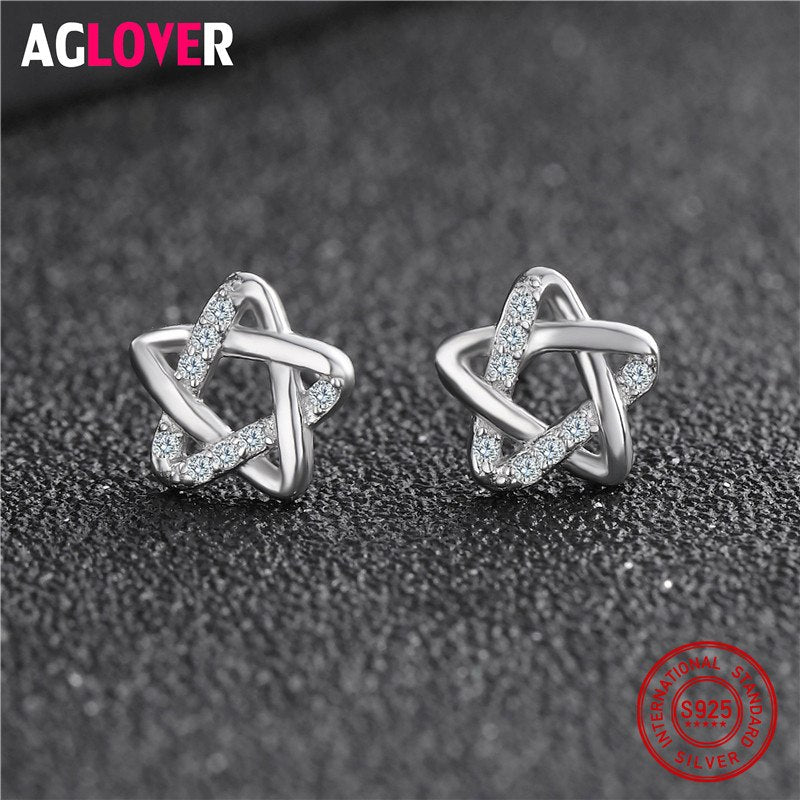 Two Color Choices 925 Sterling Silver Earrings Simple Cute Star Stud Earrings For Women Fashion Jewelry Wholesale