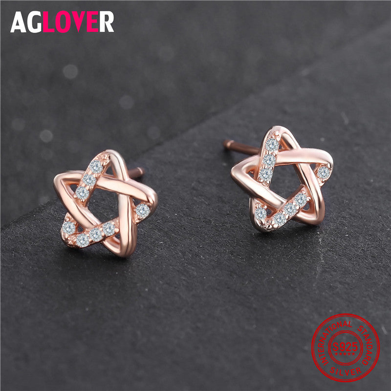 Two Color Choices 925 Sterling Silver Earrings Simple Cute Star Stud Earrings For Women Fashion Jewelry Wholesale