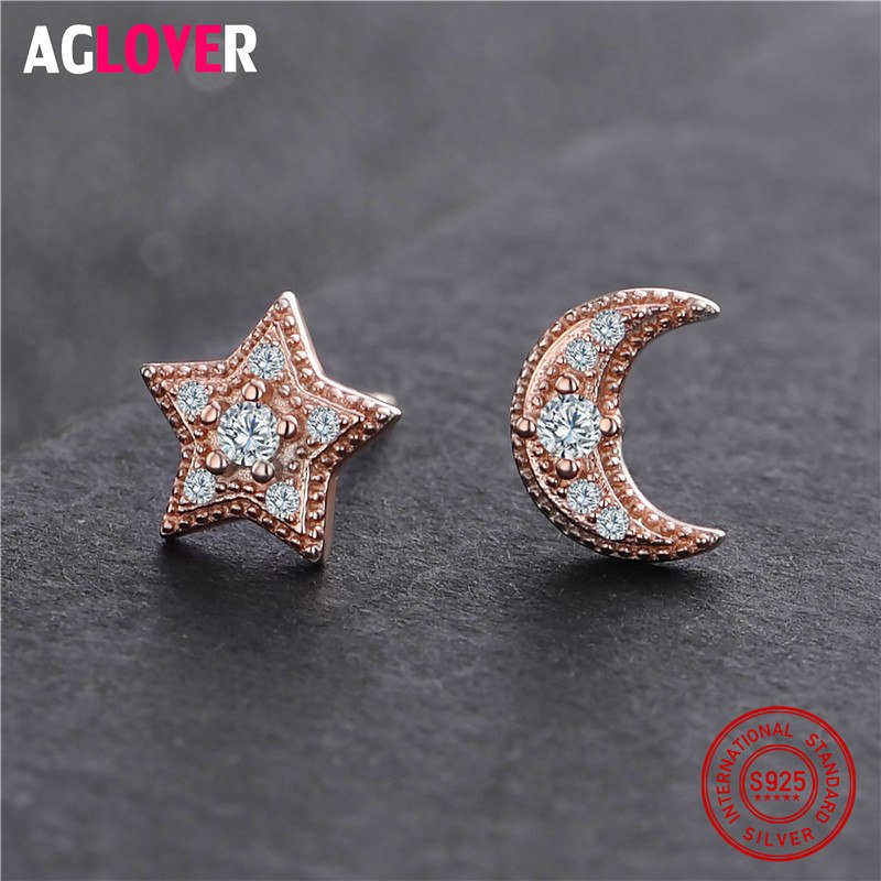 Two Color Choices 925 Sterling Silver Earrings Simple Cute Star Stud Earrings For Women Fashion Jewelry Wholesale