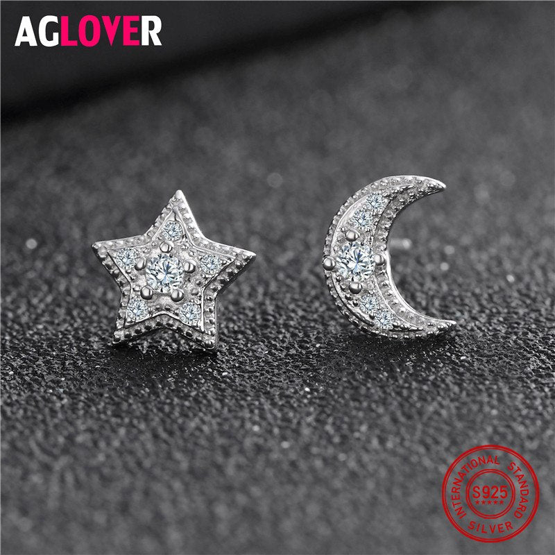 Two Color Choices 925 Sterling Silver Earrings Simple Cute Star Stud Earrings For Women Fashion Jewelry Wholesale