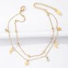 Two Layers Chain Anklets For Women Bracelets Summer Barefoot Sandals Heart Moon Star Style Gold Color Jewelry On Foot Leg