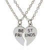 Two - Piece Set Of Two Stitching Friends Couple Heart - Shaped Pendant Necklace