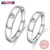 Two Pieces 925 Sterling Silver Couple Rings Heart For Women Men Wedding Engagement Jewelry
