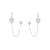 Two pairs Stainless Steel Hoops Silverly Earrings Crystal Double Heart  For woman’s Birthday Party Gift Earrings Chain 2022Trend
