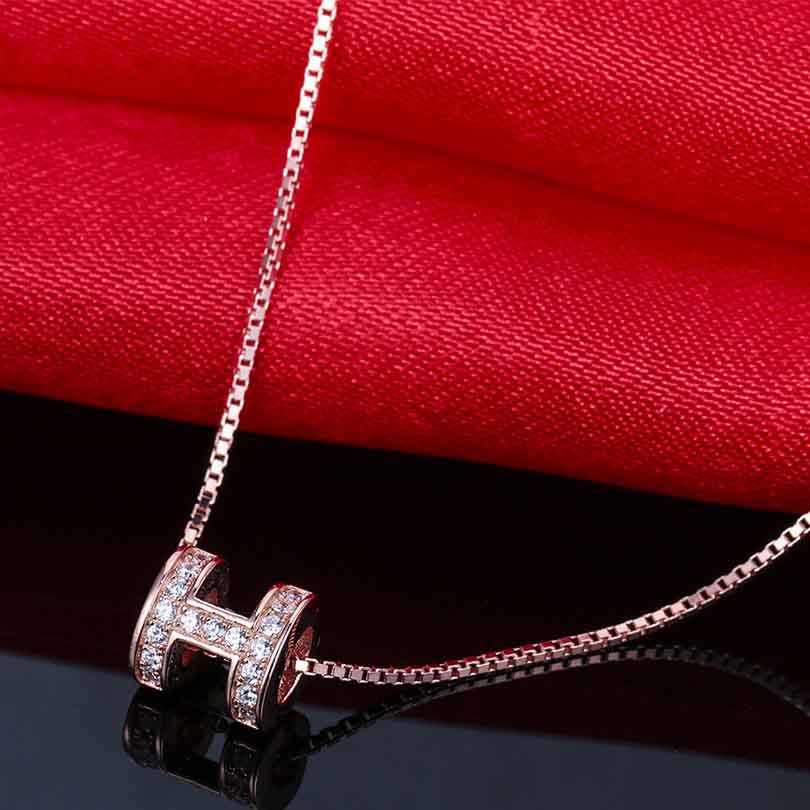 U-Lex Brand Female Necklaces 100% Real 925 Sterling Silver Jewelry High Quality Zircon Necklace For Women girl KJY--TL017