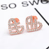 U-Lex Korean Earrings Heart Pattern 10mm*8mm Real 925 Sterling Silver AAA Zircon Stud Earring Brand Design Women Gift YES130