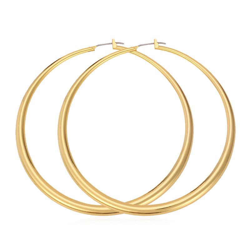 Big Round Earrings Basketball Wives Trendy Gold Color Fashion Jewelry Wholesale 80mm Diameter Large Hoop Earrings Women E424