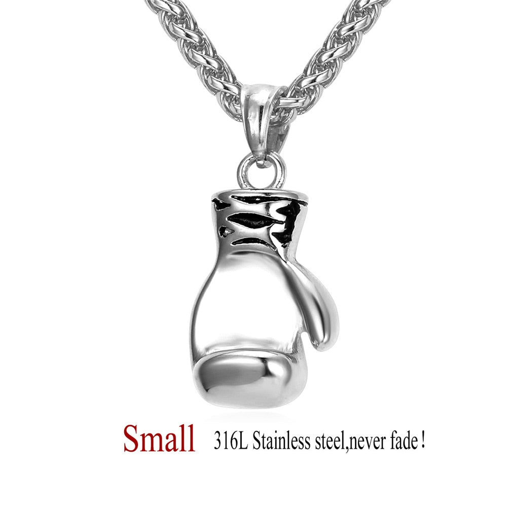 Boxing Glove Necklaces & Pendants Gold Color Stainless Steel Fitness Sport Men Jewelry Sale P905