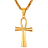 Brand Ankh Necklace & Pendant The Key of the Nile Gold Color Stainless Steel Chain For Men Hot Jewelry Egyptian Cross P1012