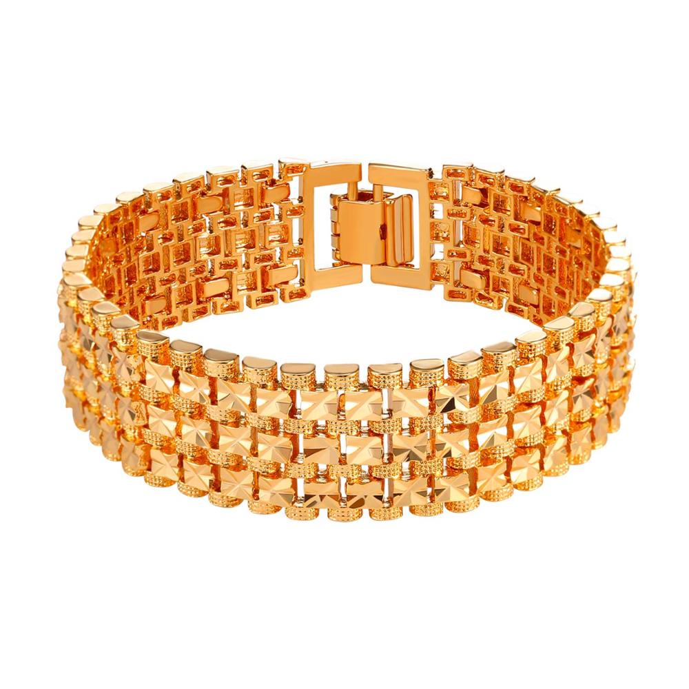 Brand Men Bracelets Bangles Silver/Gold Color Chunky 1.8cm 21cm Big Wide Chain Bracelet Trendy Hop Jewelry Wholesale