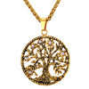 Brand Tree of Life Charms Pendant Necklace Rhinestone Gold Color Stainless Steel Men/Women Chain Lucky Jewelry Gift P865