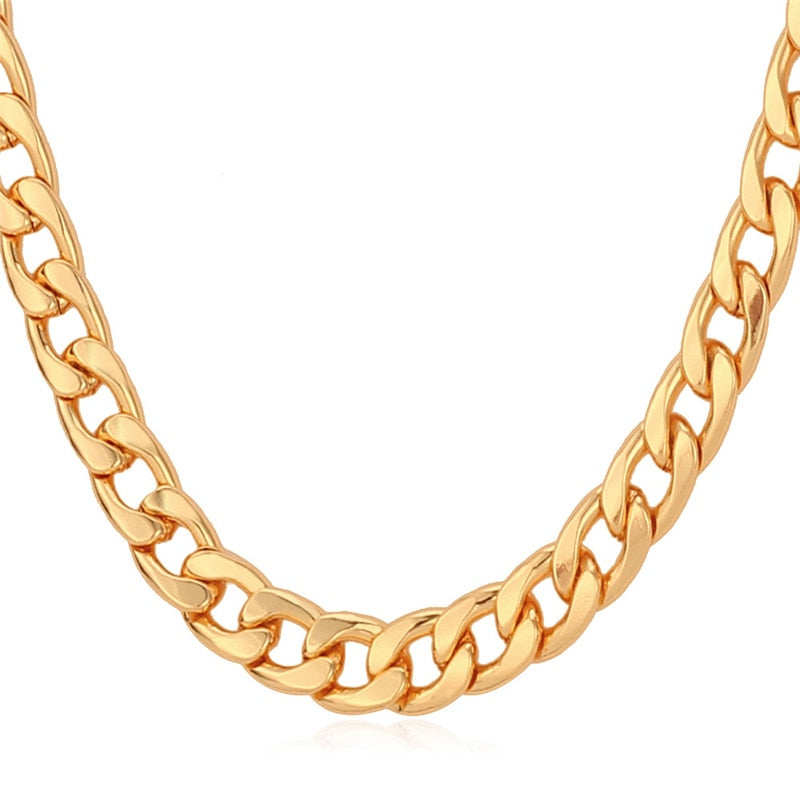 Cuban Link Chain Necklace Wholesale Rose Gold/Black Gun/Silver/Gold Color 7MM Long/Choker Men Jewelry Hop N317