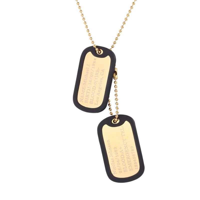 Dog Tags Personalized Name Chain Necklaces Men Jewelry Gifts Stainless Steel Long Tendy Pendant Necklace Military Army Style