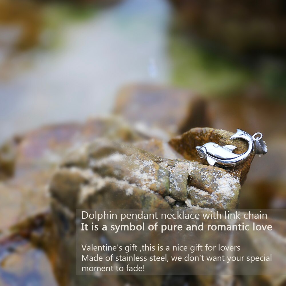 U7 Dolphin Necklace Silver Color Stainless Steel Pendant &amp; Chain For Women Gift Lovely Cute Animal Charm Jewelry 2022 P1037