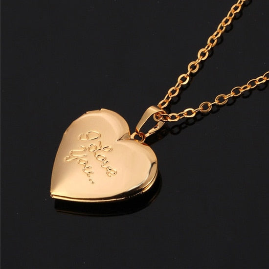 Fashion Jewelry Women Gift Silver/Gold Color Choker Chain Locket I Love You Romantic Heart Necklaces Pendants P388