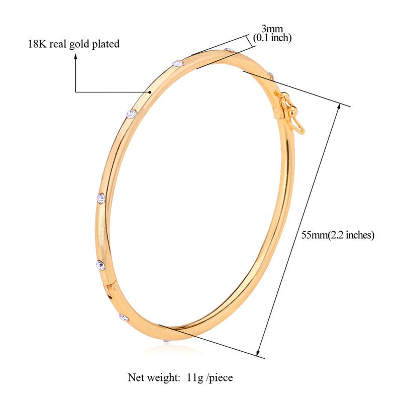 Gold/Silver Color Bracelets Bangles For Women Simple Brand Design Rhinestone Crystal Bangle Diameter 55mm Jewelry Gifts H3016