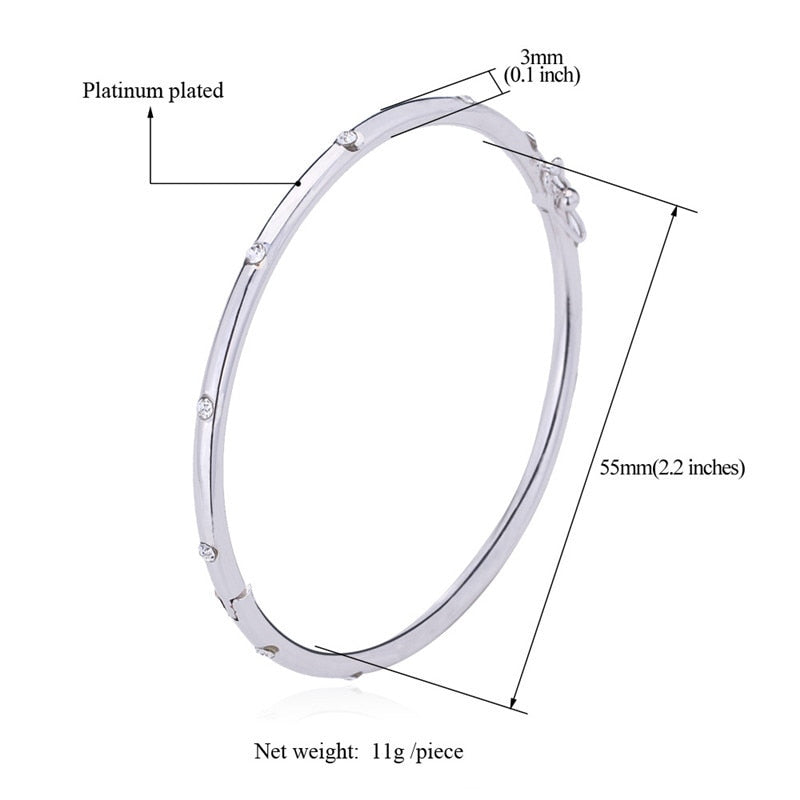 Gold/Silver Color Bracelets Bangles For Women Simple Brand Design Rhinestone Crystal Bangle Diameter 55mm Jewelry Gifts H3016