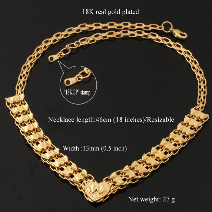 U7 Heart Necklace Quality Gold Color Alloy Jewelry Romantic Choker Necklace For Women Gift N337