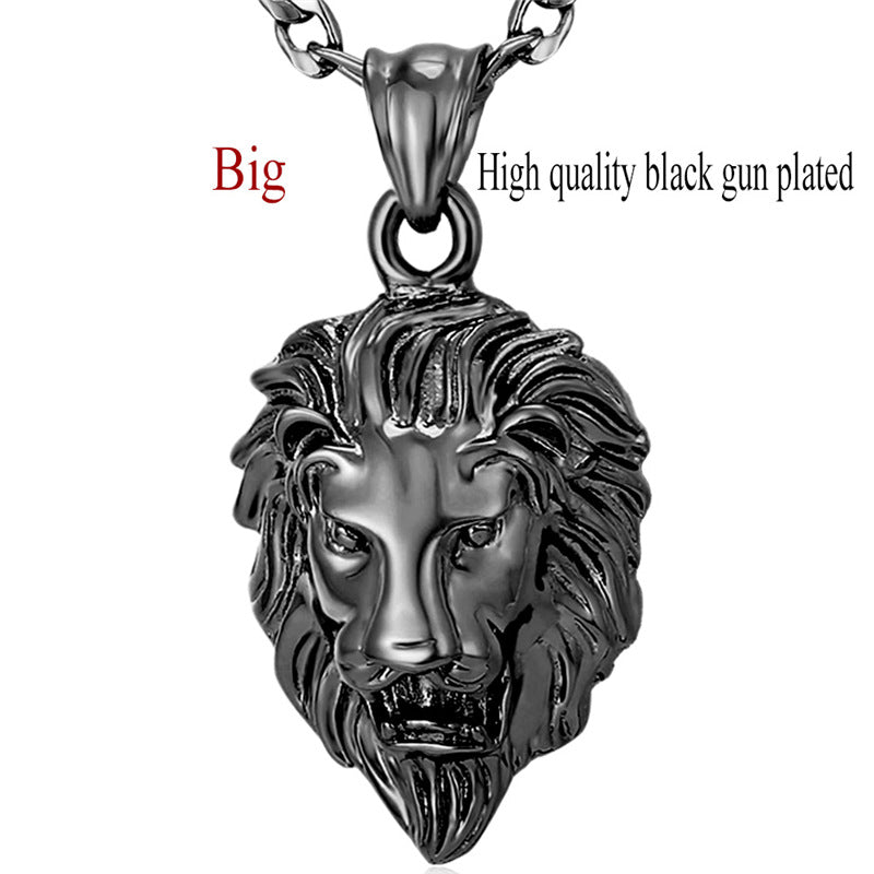 Hop Big Lion Head Pendant & Necklace Animal King Vintage Gold/Silver Color Hiphop Chain For Men/Women Jewelry Gift P333