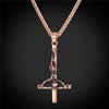 Inverted Cross Necklace Men Gothic Satanic Jewelry Gold Color Stainless Steel Upside Down Cross of St. Peter Pendant P813