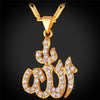 Islamic Allah Pendant Necklace For Women Silver/Gold Color Cubic Zirconia Necklace Religious Muslim Jewelry Wholesale P612