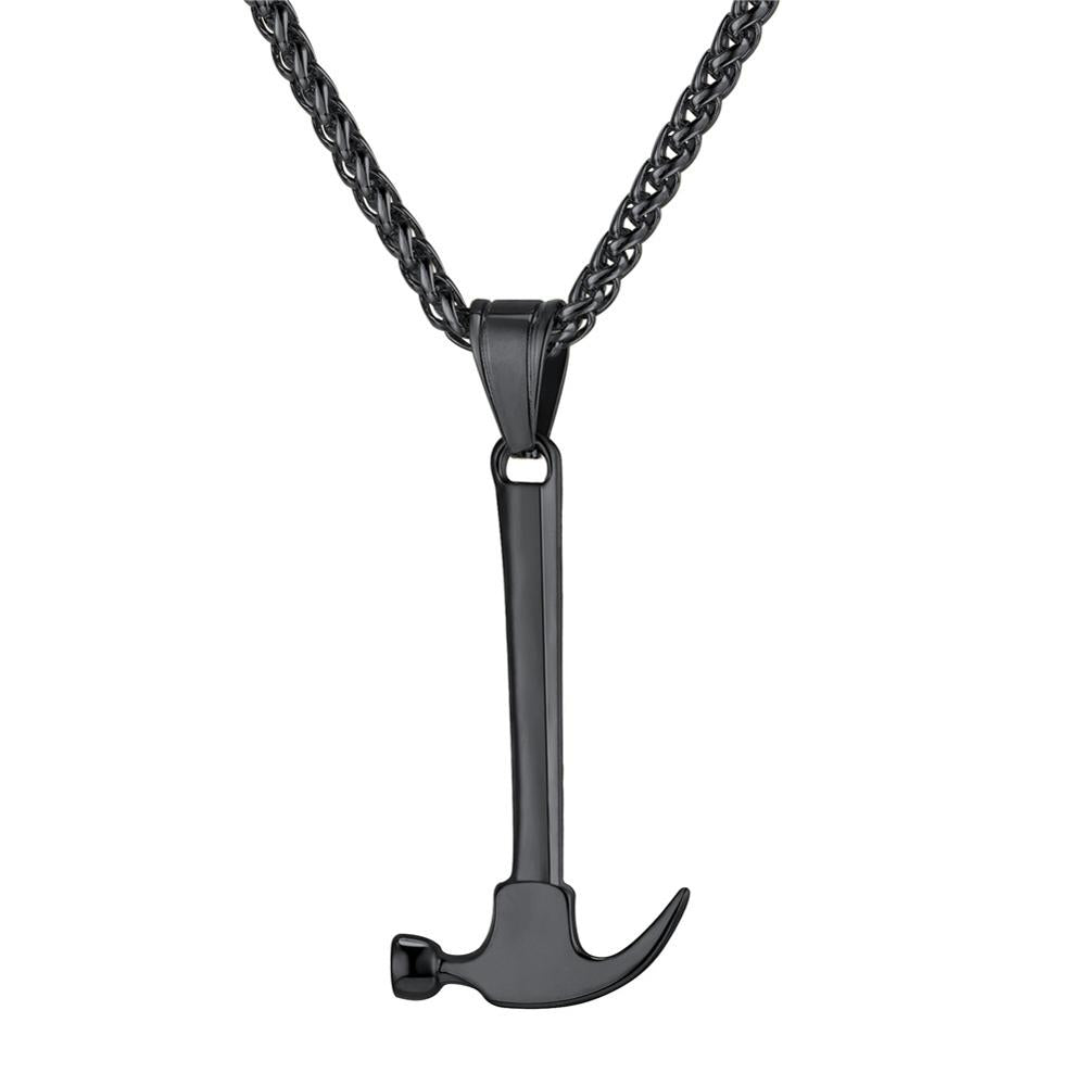 To Hammer Shape Pendant Necklaces Vintage Punk Gold Silver Stainless Steel Necklace For Men Jewelry Party Rock Gifts P1177