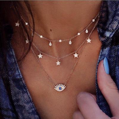 Gold Chain Cute Star Short Choker Necklace Women Simple Collar Minimalist Indian Jewelry Multiple Layers Necklace