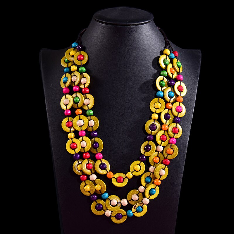 UDDEIN Bohemia Ethnic Necklace & Pendant Multi Layer Beads Wood Jewelry Vintage Statement Long Necklace Women Handmade Collar