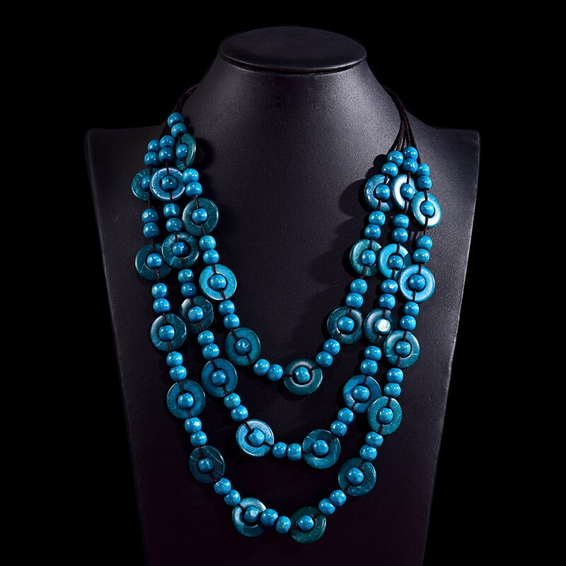 UDDEIN Bohemia Ethnic Necklace & Pendant Multi Layer Beads Wood Jewelry Vintage Statement Long Necklace Women Handmade Collar