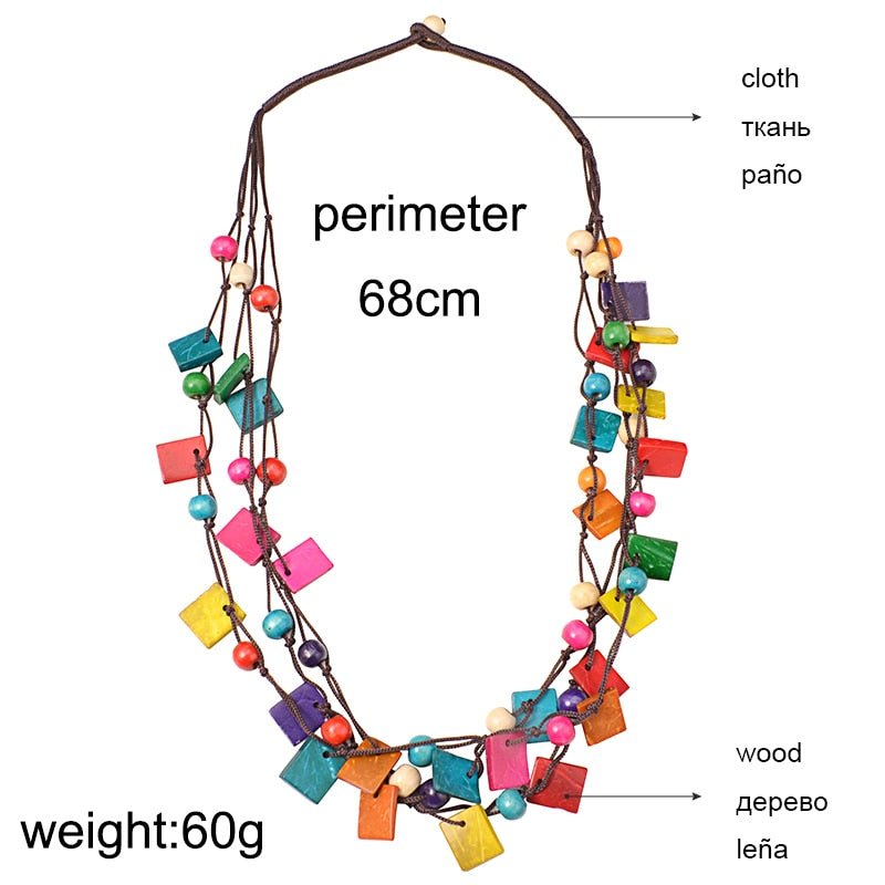 UDDEIN Bohemia Statement Necklace & Pendant Multi Layer Beads Wood Pendant Long Necklace Vintage bib Jewelry Handmade Collar